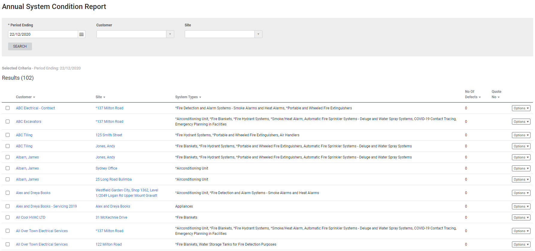 A screenshot of the Annual System Condition report.